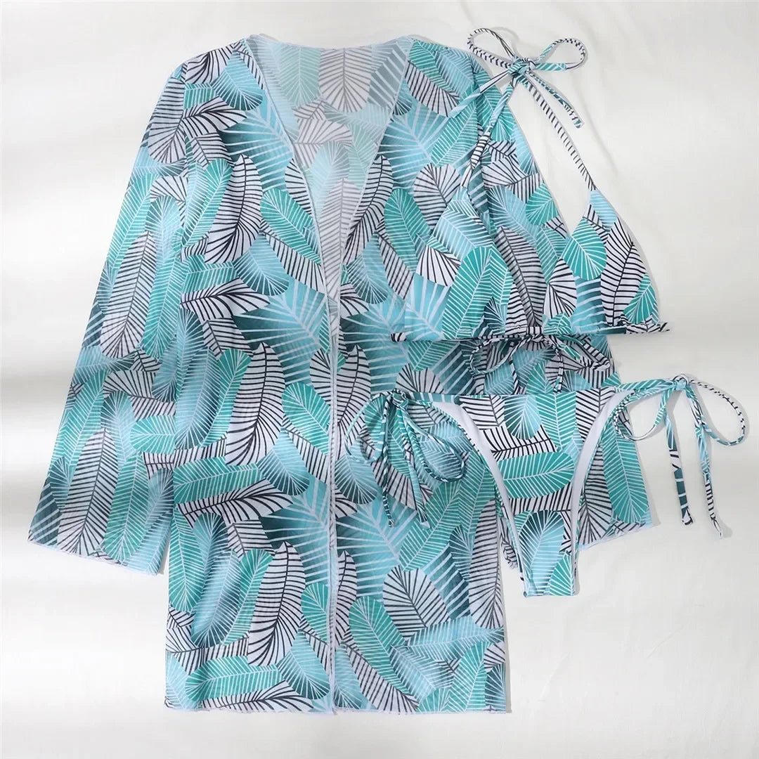 3-teiliges Bikini-Set mit Cover-Up – sommerlich, leicht & stylisch