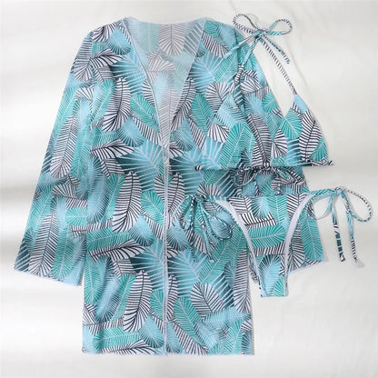 3-teiliges Bikini-Set mit Cover-Up – sommerlich, leicht & stylisch
