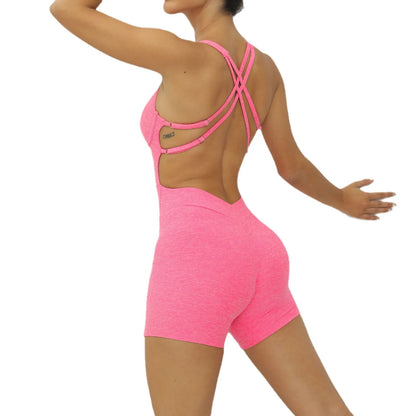 V-Rücken Scrunch Sport-Jumpsuit – Perfekte Passform für dein Workout