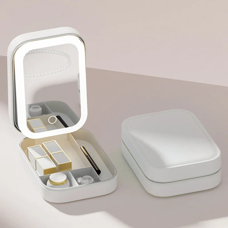 Make-up Lagerung Box mit LED-Licht & Spiegel – dein Beauty-Must-Have für unterwegs!