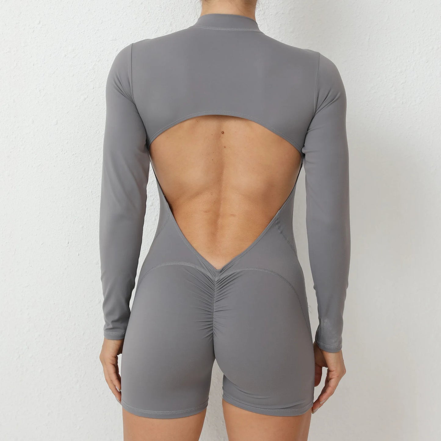 V-Rücken Scrunch Sport-Jumpsuit – Perfekte Kombination aus Style & Performance