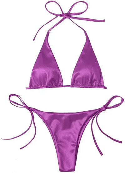 Metallic Satin Bikini-Set – glänzender Look mit brasilianischem Flair