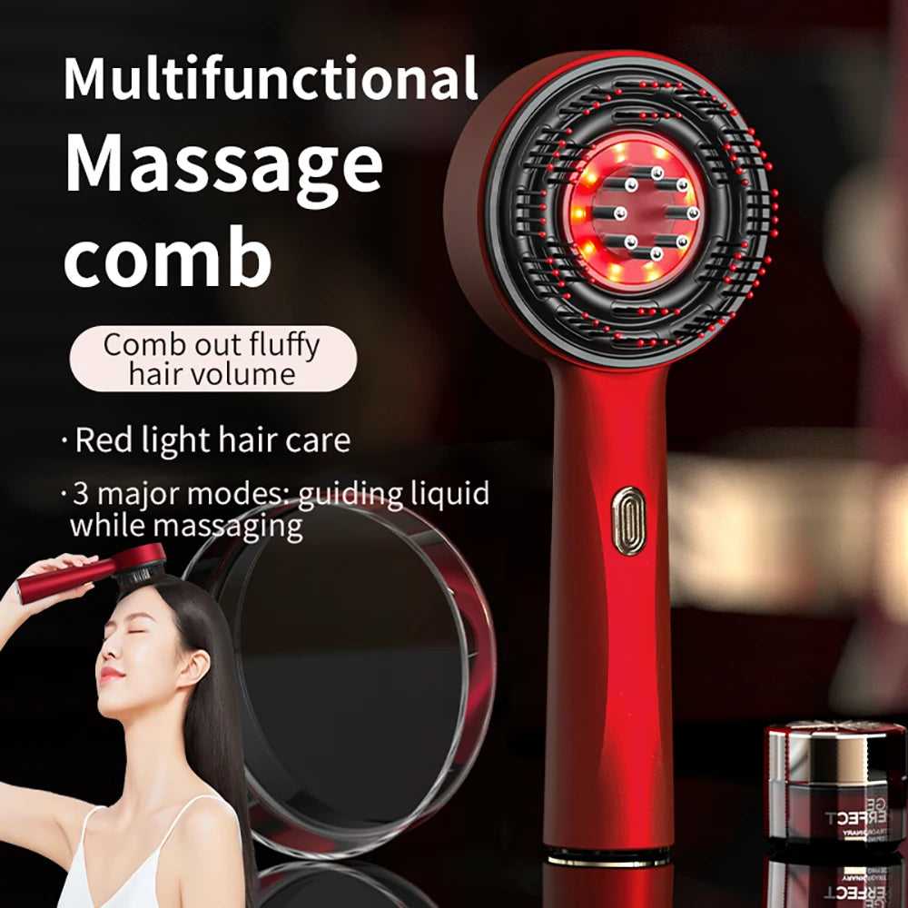 Elektrischer Vibra-Massagekamm mit Rotlicht-Therapie – Stimuliere Dein Haarwachstum! ✨