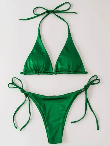 Satin Bikini-Set mit Halter – glänzend, sexy & brasilianisch inspiriert