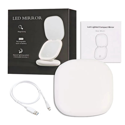 2‑Face Sides Touch Compact LED Spiegel – Dein Mini-Make-up-Wunder für unterwegs! ✨