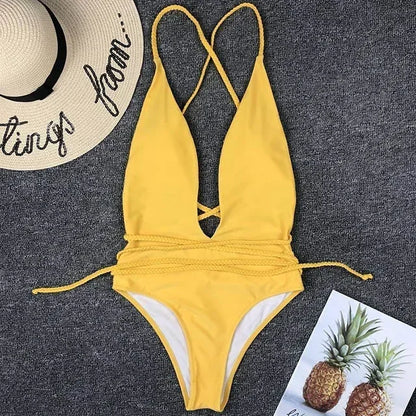 Tiefer V-Ausschnitt Monokini – elegant gewickelt & sexy zugleich