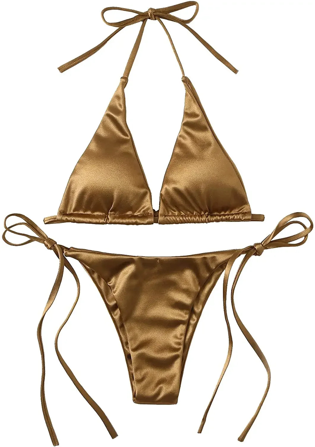 Satin Bikini-Set mit Halter – glänzend, sexy & brasilianisch inspiriert