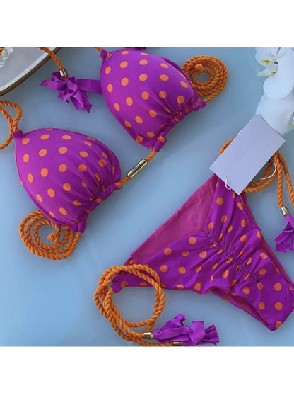 Mehrfarbiger Triangle-Bikini – verspielt, sexy & rückenfrei