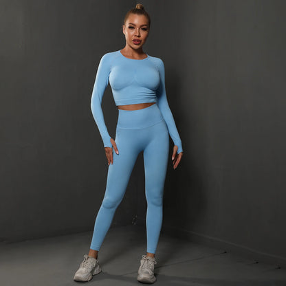 Nahtloses Sport-Set – Crop-Top & High-Waist Leggings für dein perfektes Workout