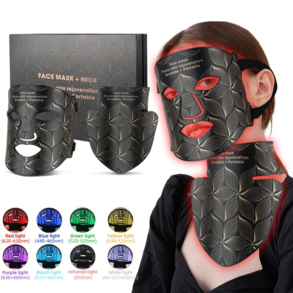 LED-Gesichtsmaske mit Halsabdeckung – Professionelle Lichttherapie für strahlende Haut