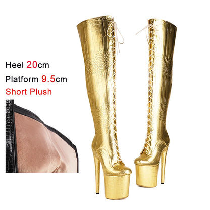 Sexy Oberschenkelhohe Stiefel mit Plattform & Schnürung – Für deinen großen Auftritt