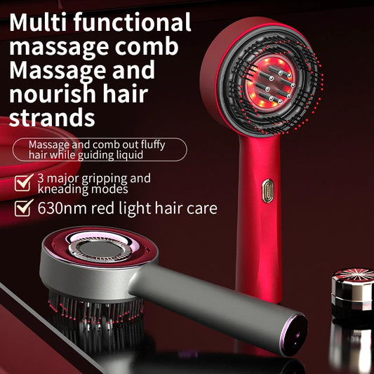 Elektrischer Vibra-Massagekamm mit Rotlicht-Therapie – Stimuliere Dein Haarwachstum! ✨