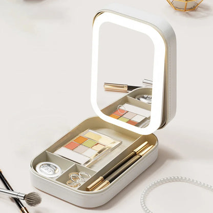 Make-up Lagerung Box mit LED-Licht & Spiegel – dein Beauty-Must-Have für unterwegs!