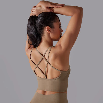 Crossover Back Sports Bra – Power. Halt. Style.