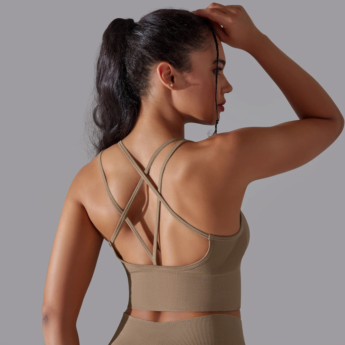 Crossover Back Sports Bra – Power. Halt. Style.