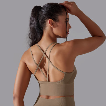 Crossover Back Sports Bra – Power. Halt. Style.