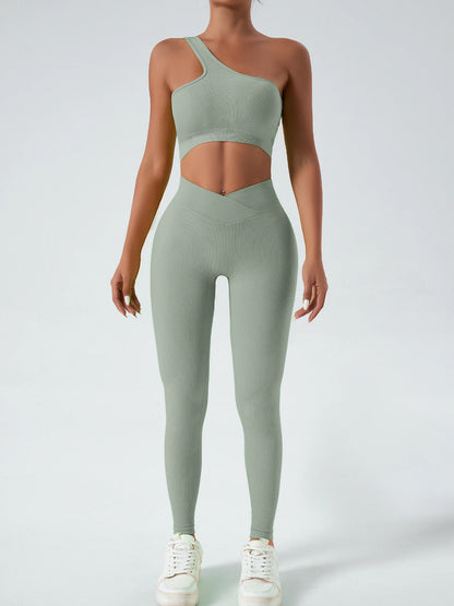 2‑teilige Komfort‑Set: Single‑Strap Yoga‑BH & High‑Waist Shorts