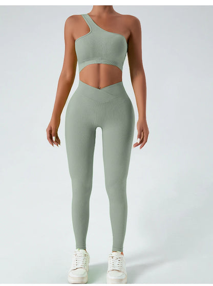 2‑teilige Komfort‑Set: Single‑Strap Yoga‑BH & High‑Waist Shorts