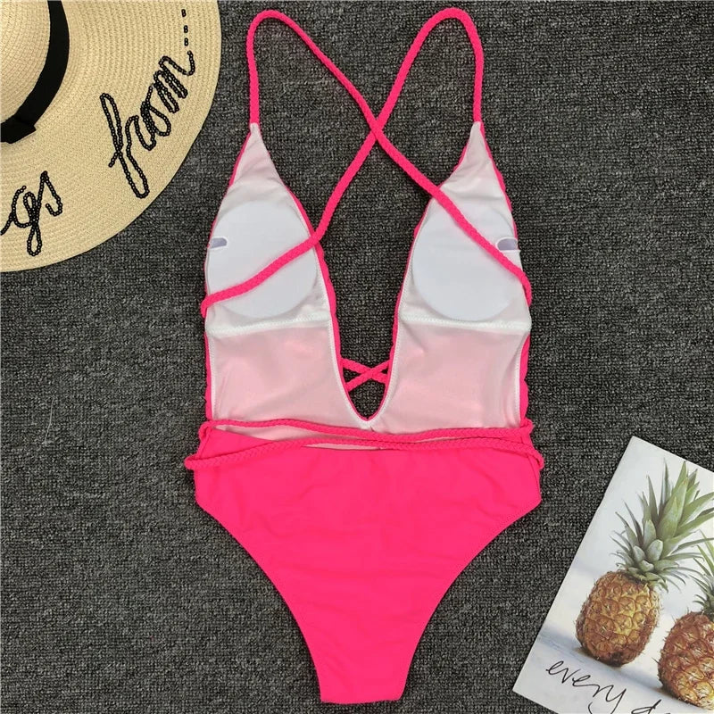 Tiefer V-Ausschnitt Monokini – elegant gewickelt & sexy zugleich
