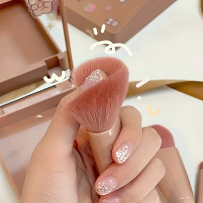 5‑teiliges Reise‑Make‑up‑Pinsel‑Set mit Spiegel – Profi‑Look für unterwegs