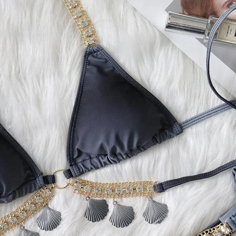 Shell-Diamond Bikini – luxuriös, verspielt & absolut strandtauglich