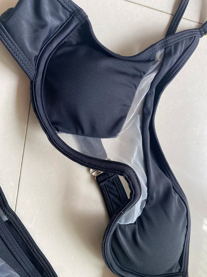 V-Bar Mesh Bikini-Set – asymmetrisch, formend & super modern
