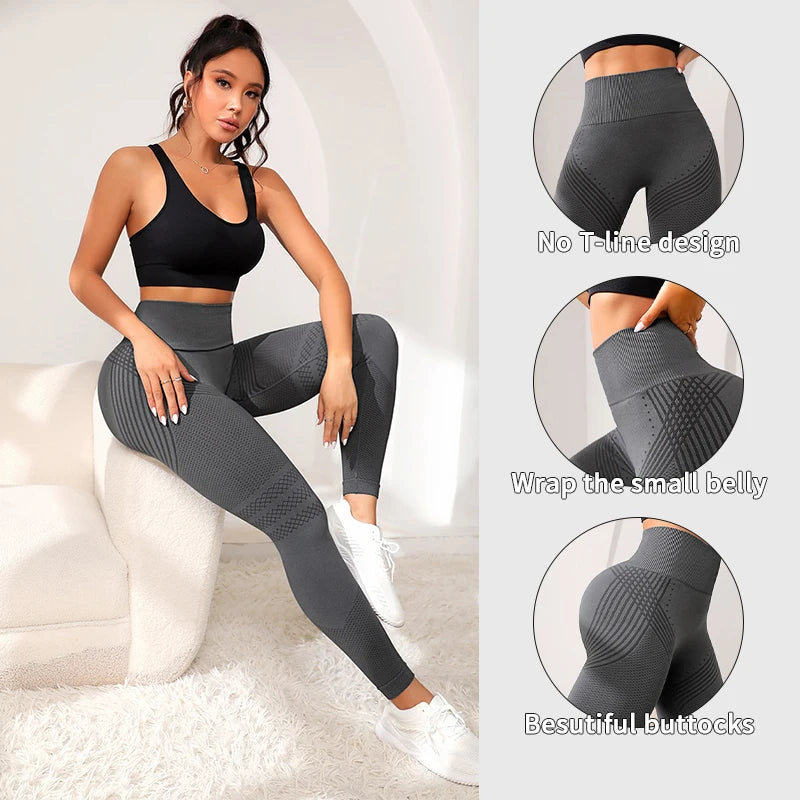 Sexy Linien‑Sporthose – High‑Waist Fitness-Leggings mit Push‑Up Effekt