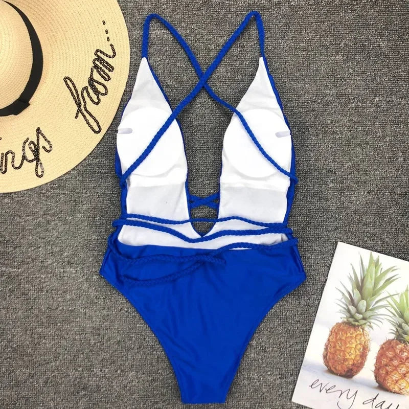 Tiefer V-Ausschnitt Monokini – elegant gewickelt & sexy zugleich