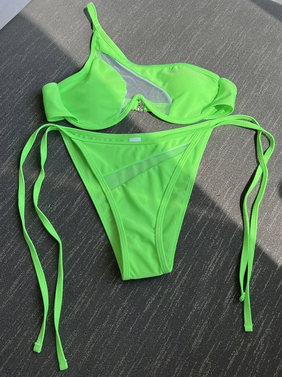 V-Bar Mesh Bikini-Set – asymmetrisch, formend & super modern