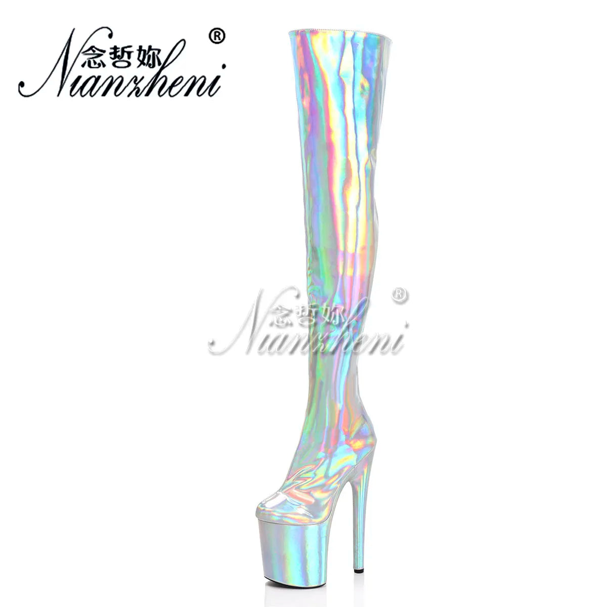 Silver Laser Overknees – Bold. Shiny. Unapologetic.