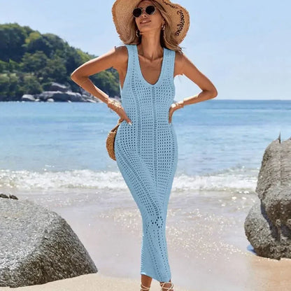 Gehäkelte lange Tunika mit V-Ausschnitt – der stilvolle Cover-Up für den Sommer