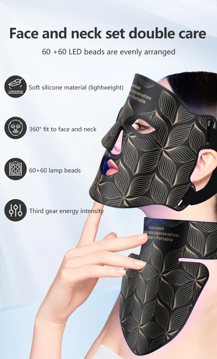 LED-Gesichtsmaske mit Halsabdeckung – Professionelle Lichttherapie für strahlende Haut
