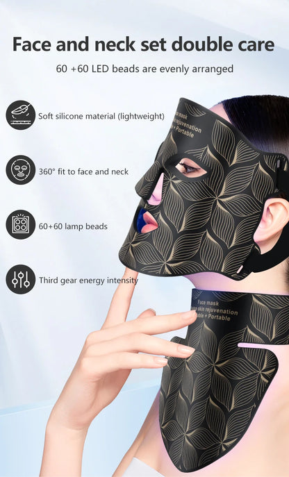 LED-Gesichtsmaske mit Halsabdeckung – Professionelle Lichttherapie für strahlende Haut