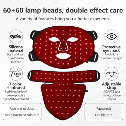 LED-Gesichtsmaske mit Halsabdeckung – Professionelle Lichttherapie für strahlende Haut