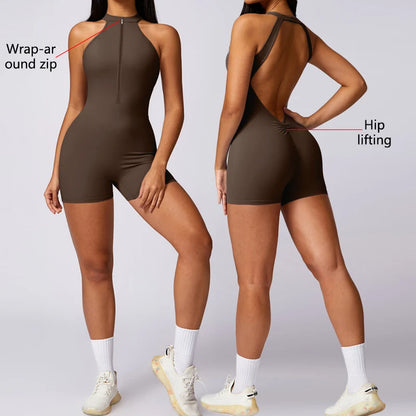 Rückenfreier Kurz-Sport-Jumpsuit – Sexy, Bequem & Perfekt für dein Workout