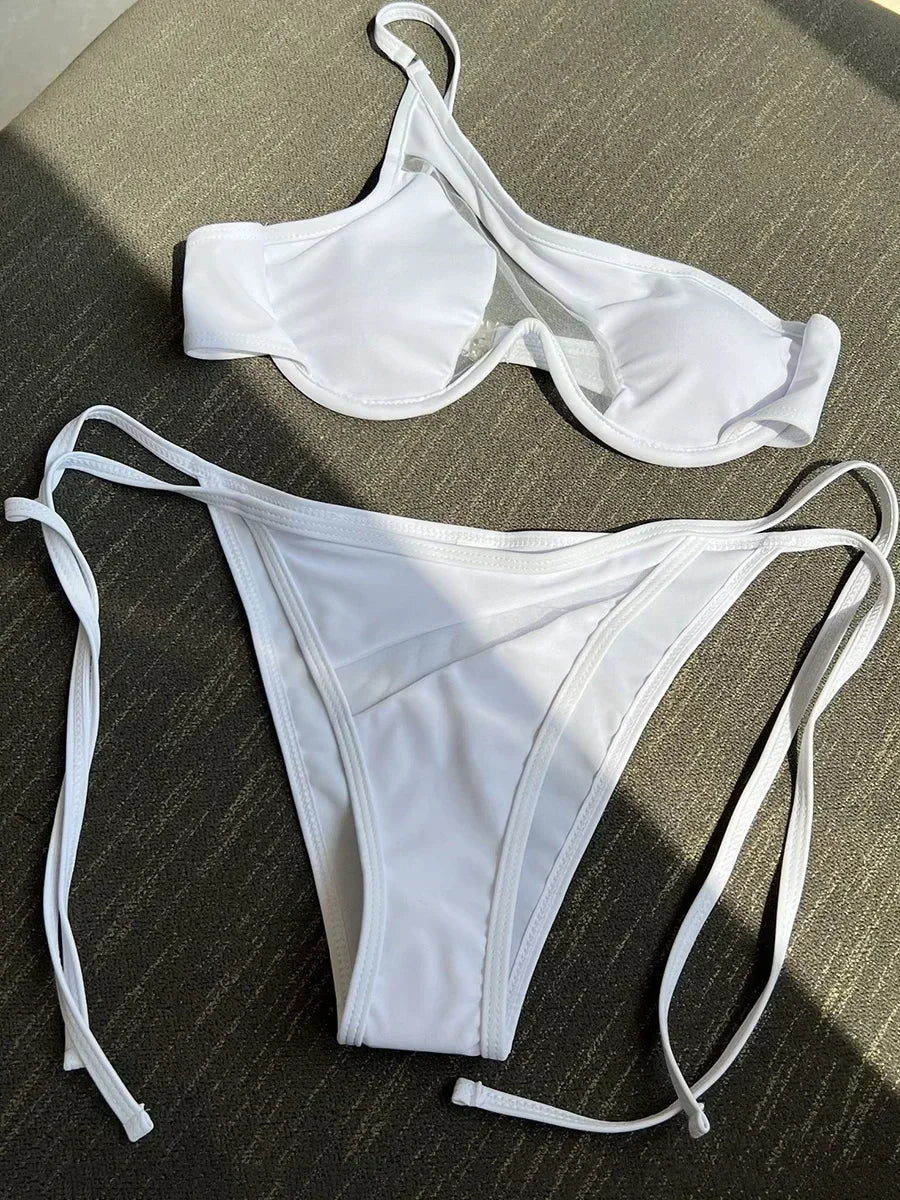 V-Bar Mesh Bikini-Set – asymmetrisch, formend & super modern