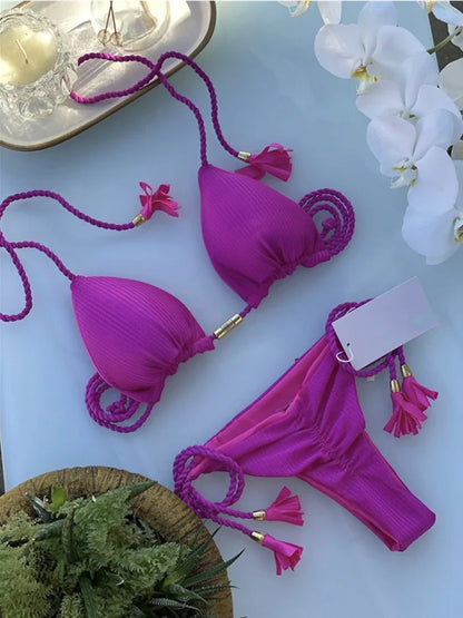 Mehrfarbiger Triangle-Bikini – verspielt, sexy & rückenfrei