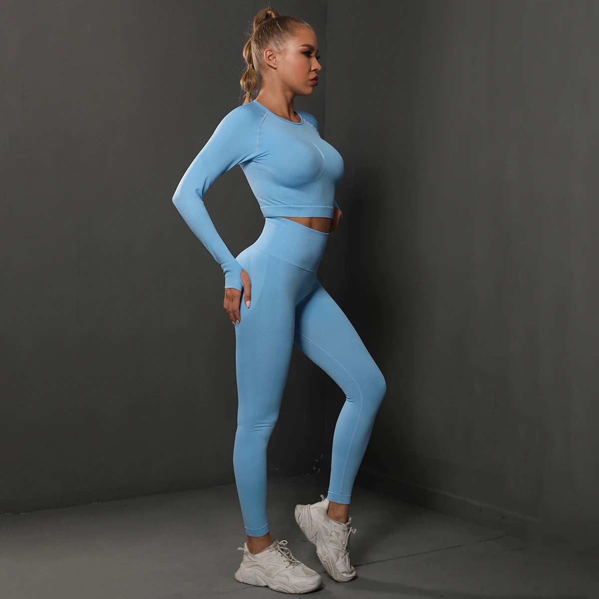 Nahtloses Sport-Set – Crop-Top & High-Waist Leggings für dein perfektes Workout