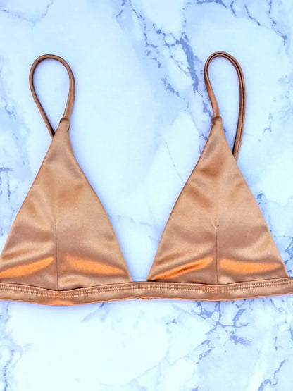 Metallic Satin Bikini-Set – glänzender Style mit brasilianischem Cut
