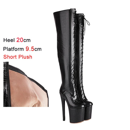 Sexy Oberschenkelhohe Stiefel mit Plattform & Schnürung – Für deinen großen Auftritt