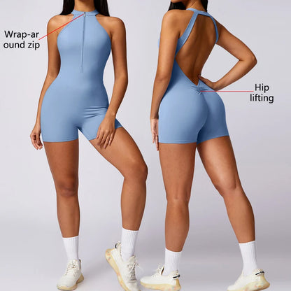 Rückenfreier Kurz-Sport-Jumpsuit – Sexy, Bequem & Perfekt für dein Workout