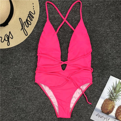 Tiefer V-Ausschnitt Monokini – elegant gewickelt & sexy zugleich