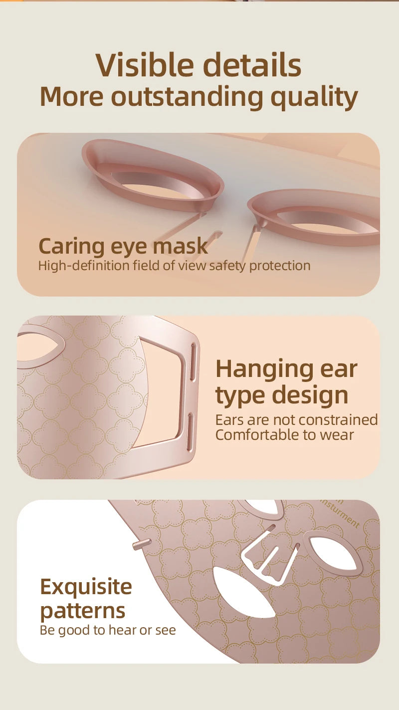 4-in-1 Rote LED-Lichttherapie Maske – Flexible Silikonmaske für Hautverjüngung & Anti-Aging