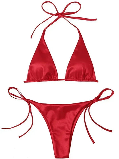 Metallic Satin Bikini-Set – glänzender Look mit brasilianischem Flair