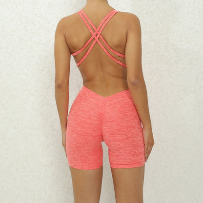 V-Rücken Scrunch Sport-Jumpsuit – Perfekte Passform für dein Workout