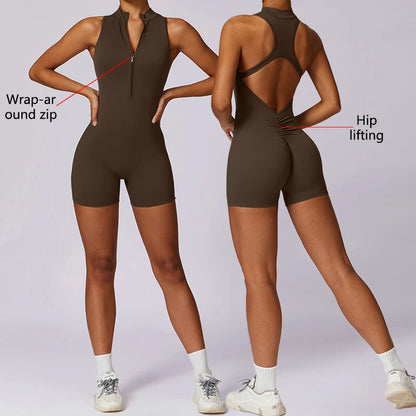 Rückenfreier Kurzer Sport-Jumpsuit – Sexy, Sportlich & Bequem