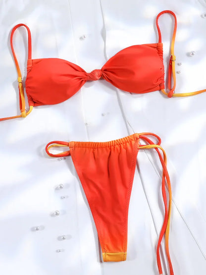 Gradient Triangle Bikini – farbenfroh, sexy & perfekt für heiße Sommertage