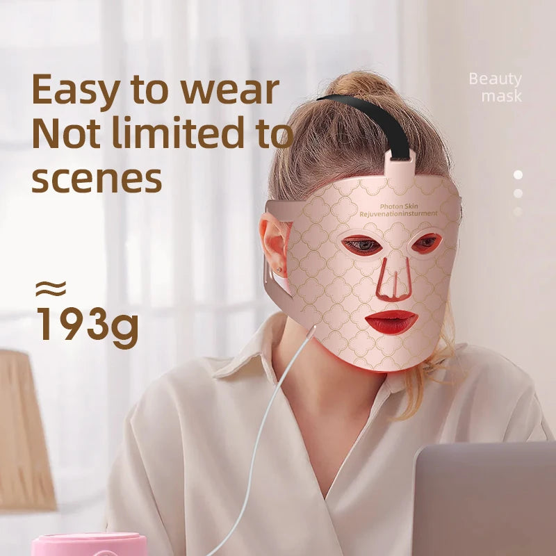 4-in-1 Rote LED-Lichttherapie Maske – Flexible Silikonmaske für Hautverjüngung & Anti-Aging
