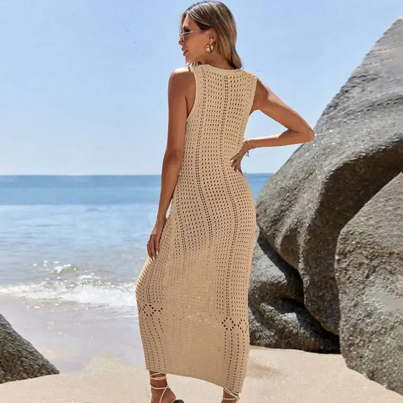 Gehäkelte lange Tunika mit V-Ausschnitt – der stilvolle Cover-Up für den Sommer