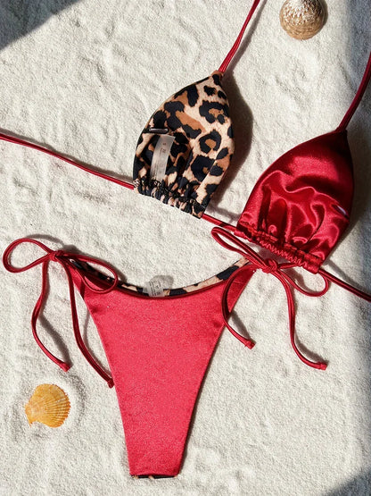 Leopard Satin Bikini-Set – wild, glänzend & ultra feminin